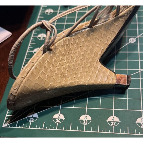 Louis Vuitton Womens Pale Sage Python Leather Strappy Heels Size 37 size 7 - Picture 6 of 7